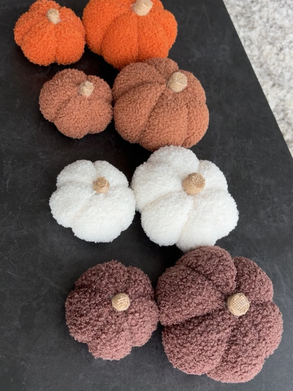 2025 Target Bullseye Full Set of 8 Sherpa Pumpkins Fall Brown Orange White